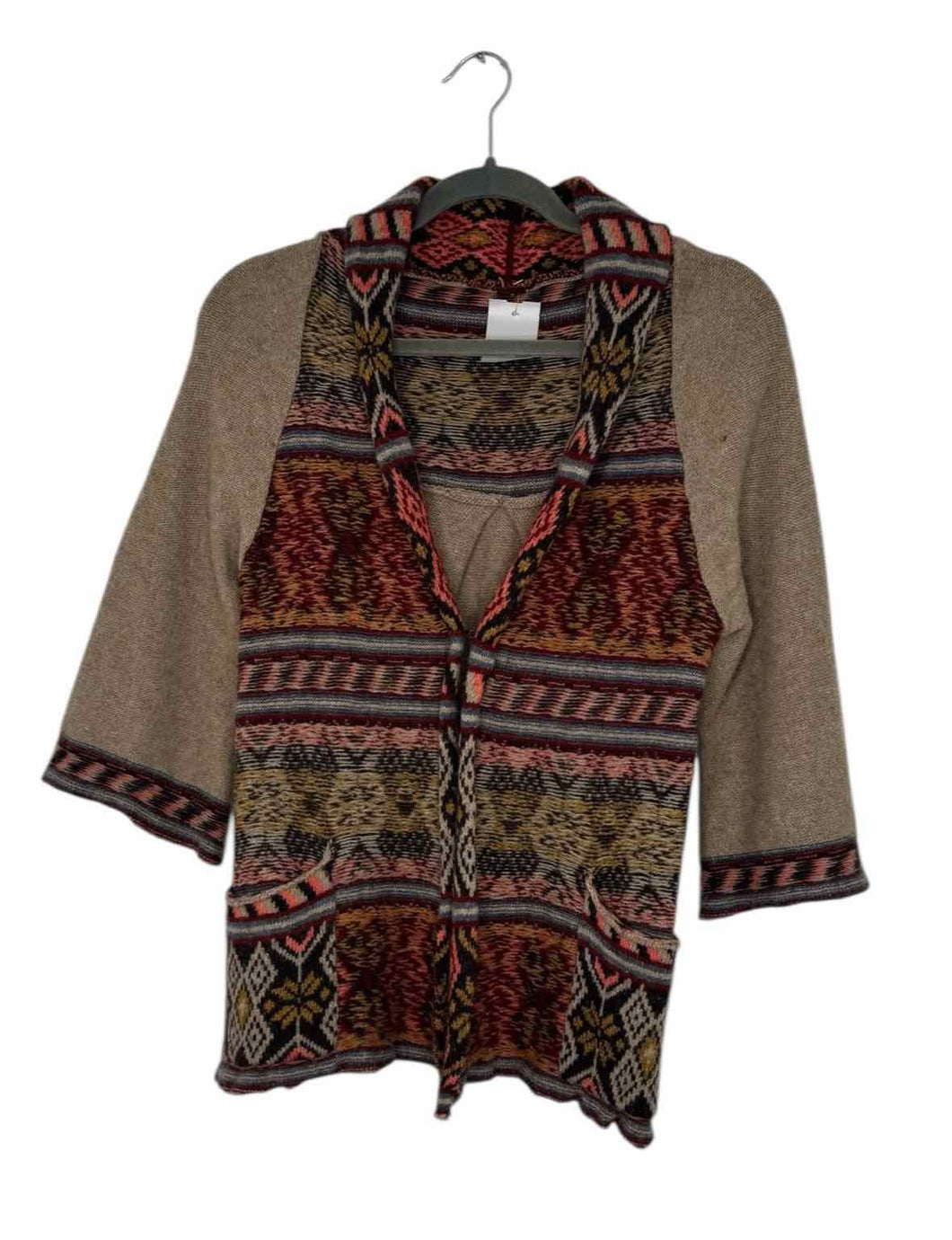 Free People Size XS/S Beige Print Pre-Owned Sweater- Ladies