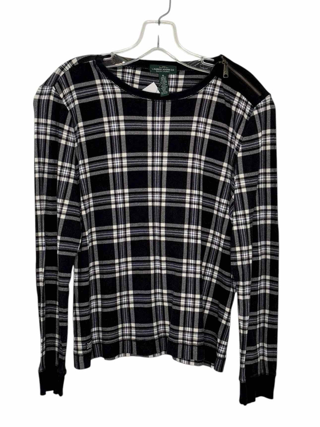 Ralph Lauren Size X-Large Black Plaid Pre-Owned Top- Ladies