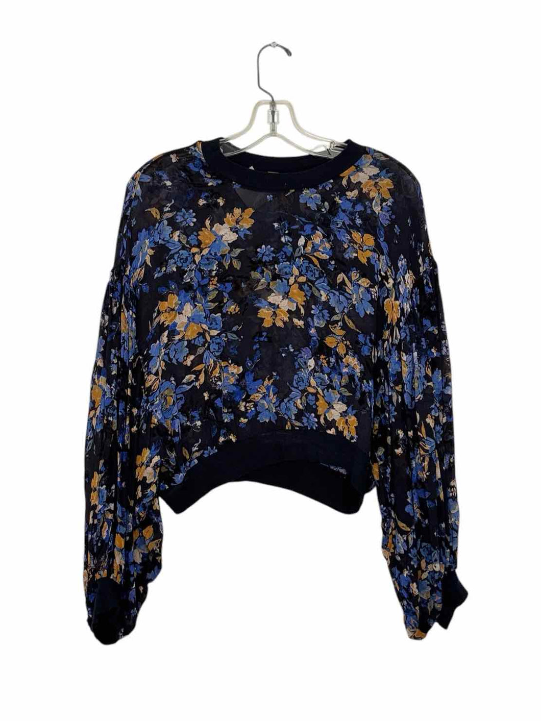 Free People Size Small Blue Floral Pre-Owned Top- Ladies