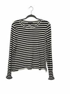 Adrianna Papell Size Large Black Stripe Pre-Owned Sweater- Ladies