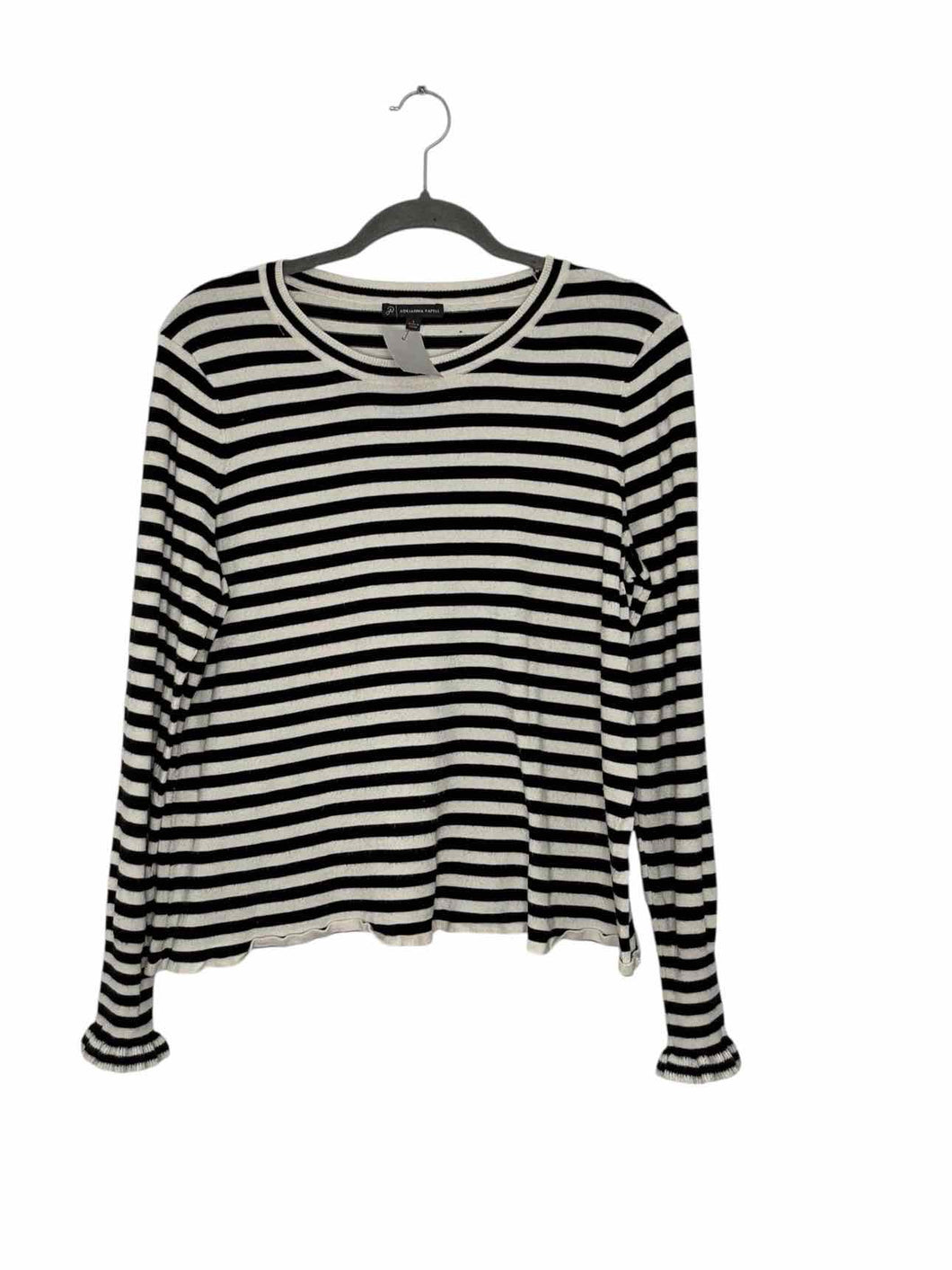 Adrianna Papell Size Large Black Stripe Pre-Owned Sweater- Ladies