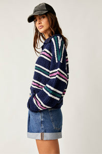 Free People Size X- Small Navy Stripe Sweater- Ladies
