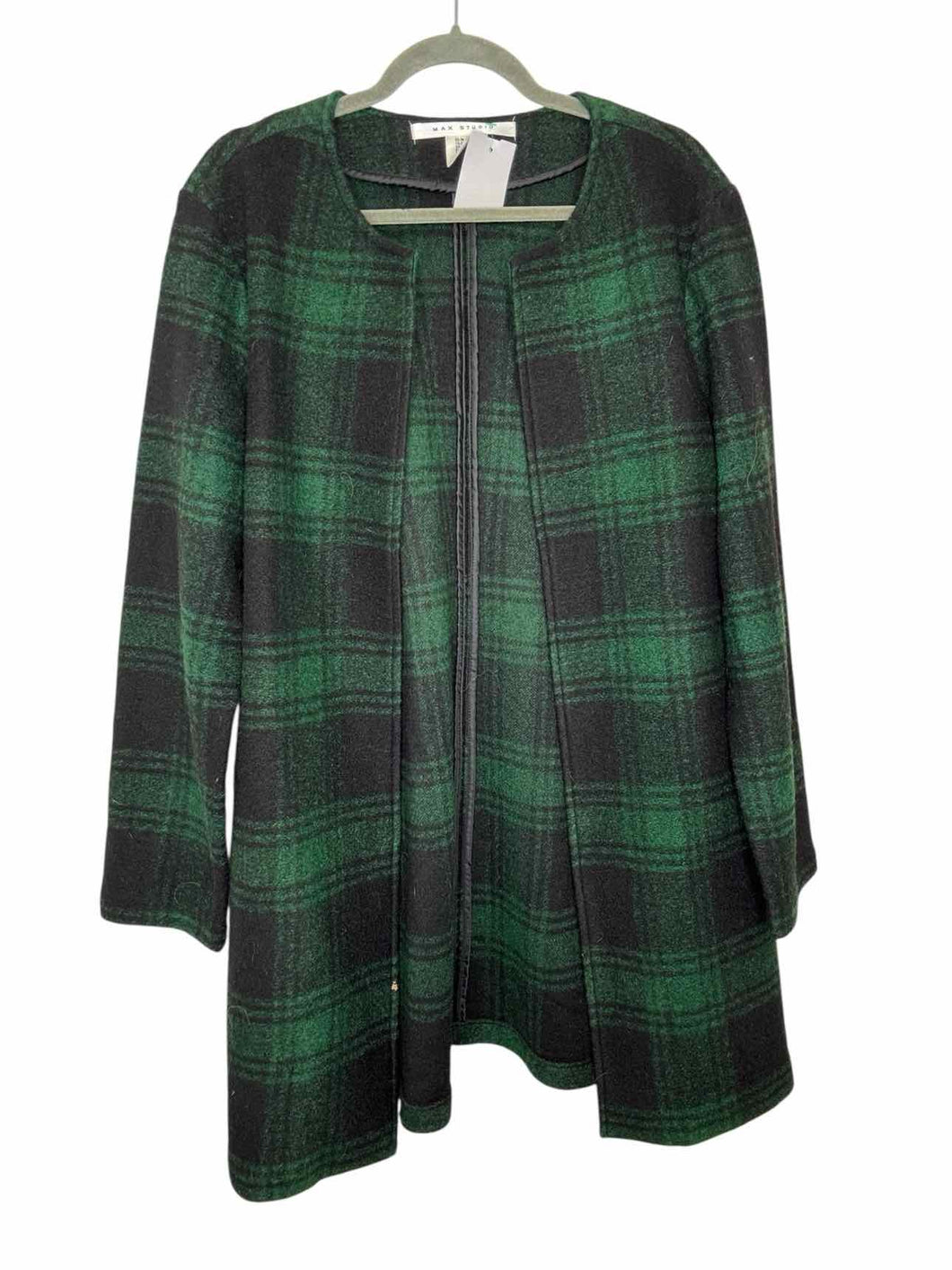 Max Studio Size Medium Green Plaid Pre-Owned Jacket- Ladies