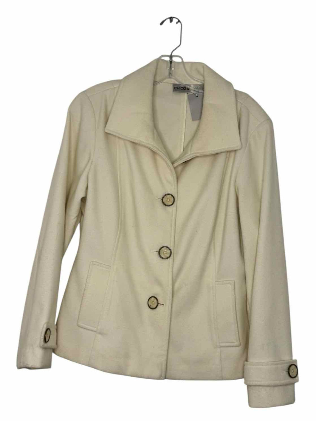 Chicos Size Medium Cream Pre-Owned Jacket- Ladies