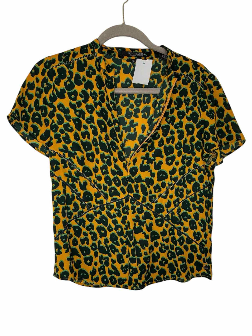 Scotch & Soda Size X- Small Yellow Print Pre-Owned Top- Ladies