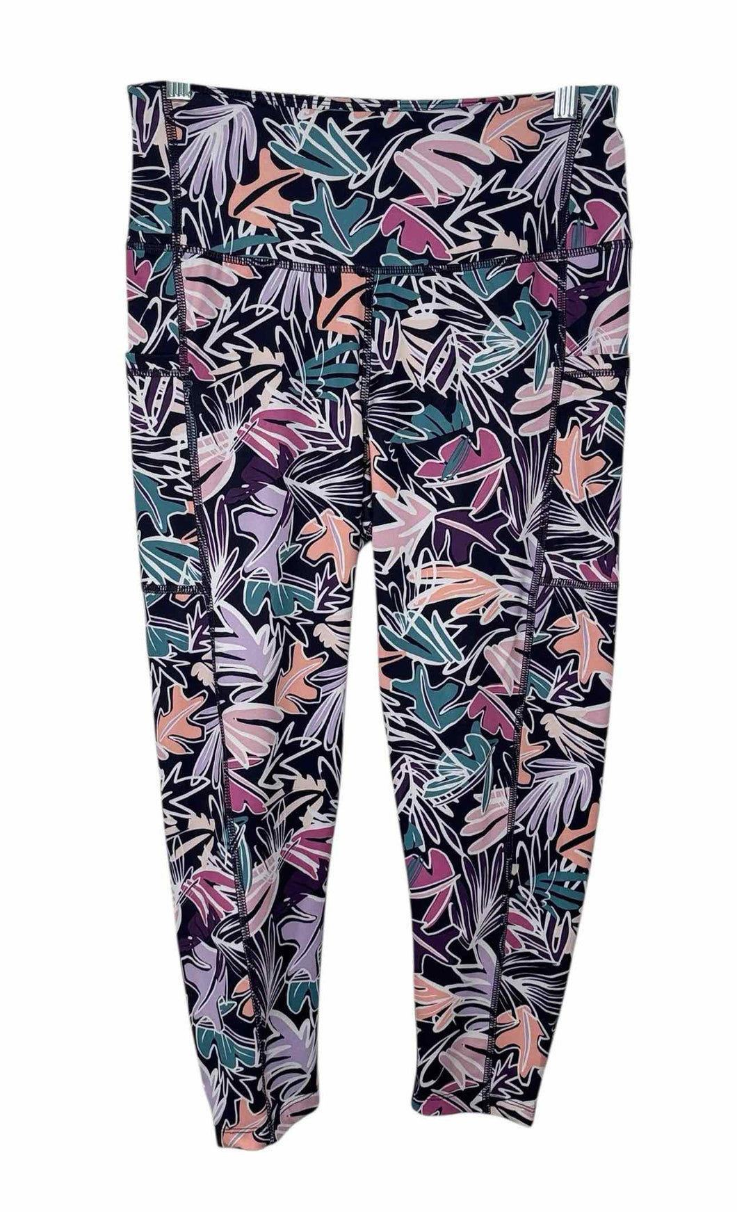 Apana Size Medium Purple Print Pre-Owned Leggings- Ladies
