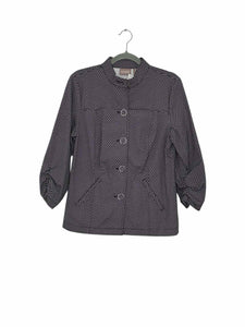 Chicos Size Medium Black Print Pre-Owned Jacket- Ladies