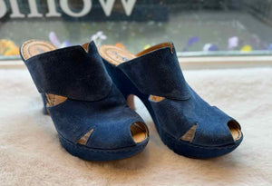 Born Size 8 Blue Heels Pre-Owned Shoes- Ladies