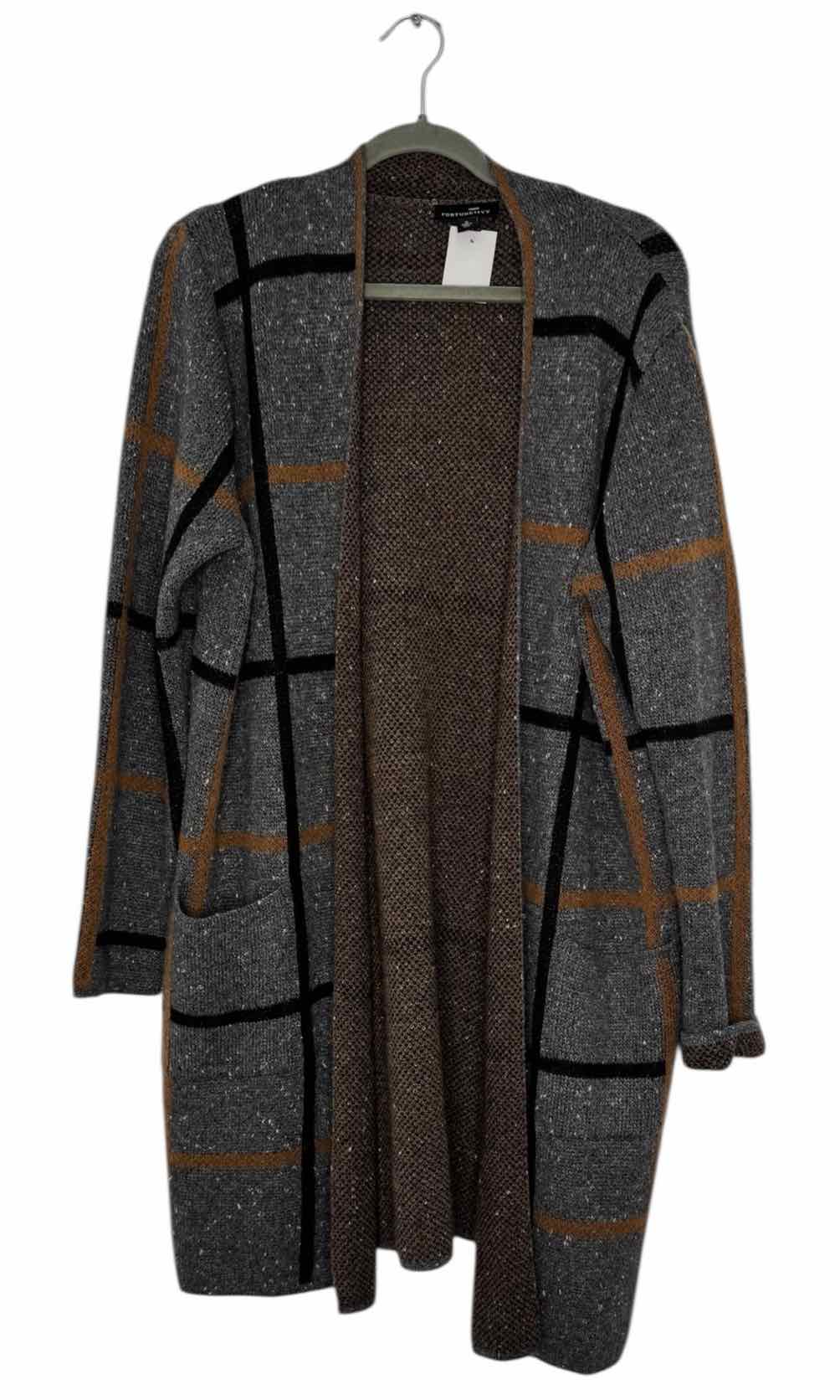 Fortune + Ivy Size X-Large Grey Print Pre-Owned Sweater- Ladies