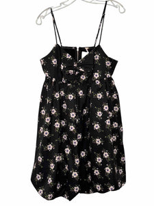 Free People Size Medium Black Floral Pre-Owned Dress- Ladies