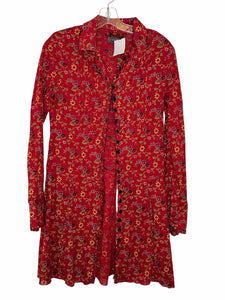Free People Size 2 Red Floral Pre-Owned Dress- Ladies