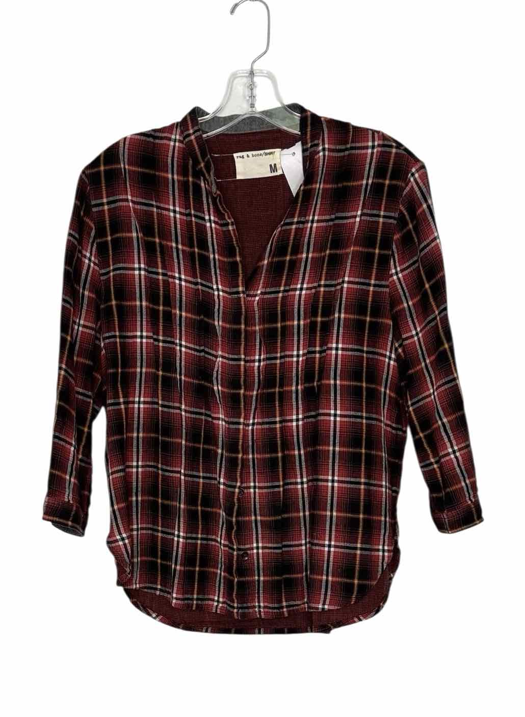 Rag & Bone Size Medium Red Plaid Pre-Owned Shirt- Ladies