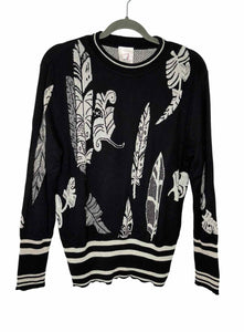 Size Large Black Print Pre-Owned Sweater- Ladies