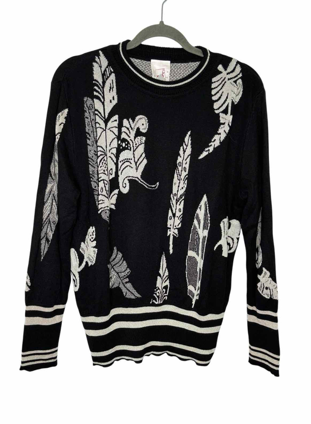 Size Large Black Print Pre-Owned Sweater- Ladies