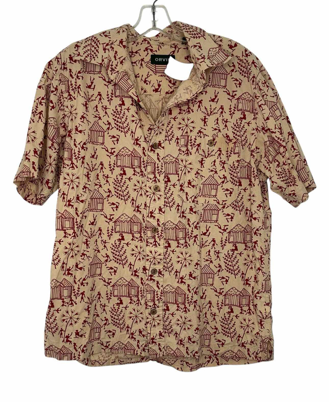 Orvis Size M Beige Print Pre-Owned Shirt- Mens