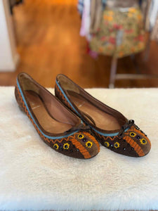 Miu Miu Size 40 Brown Print Pre-Owned Shoes- Ladies