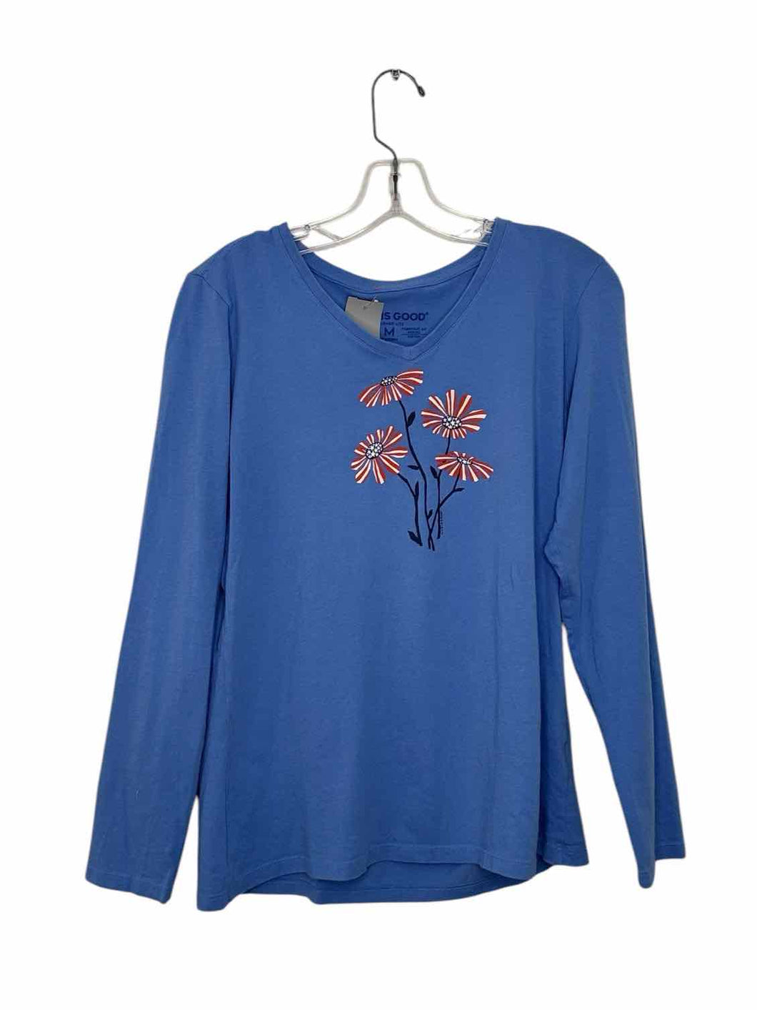 Life is Good Size Medium Blue Pre-Owned Top- Ladies