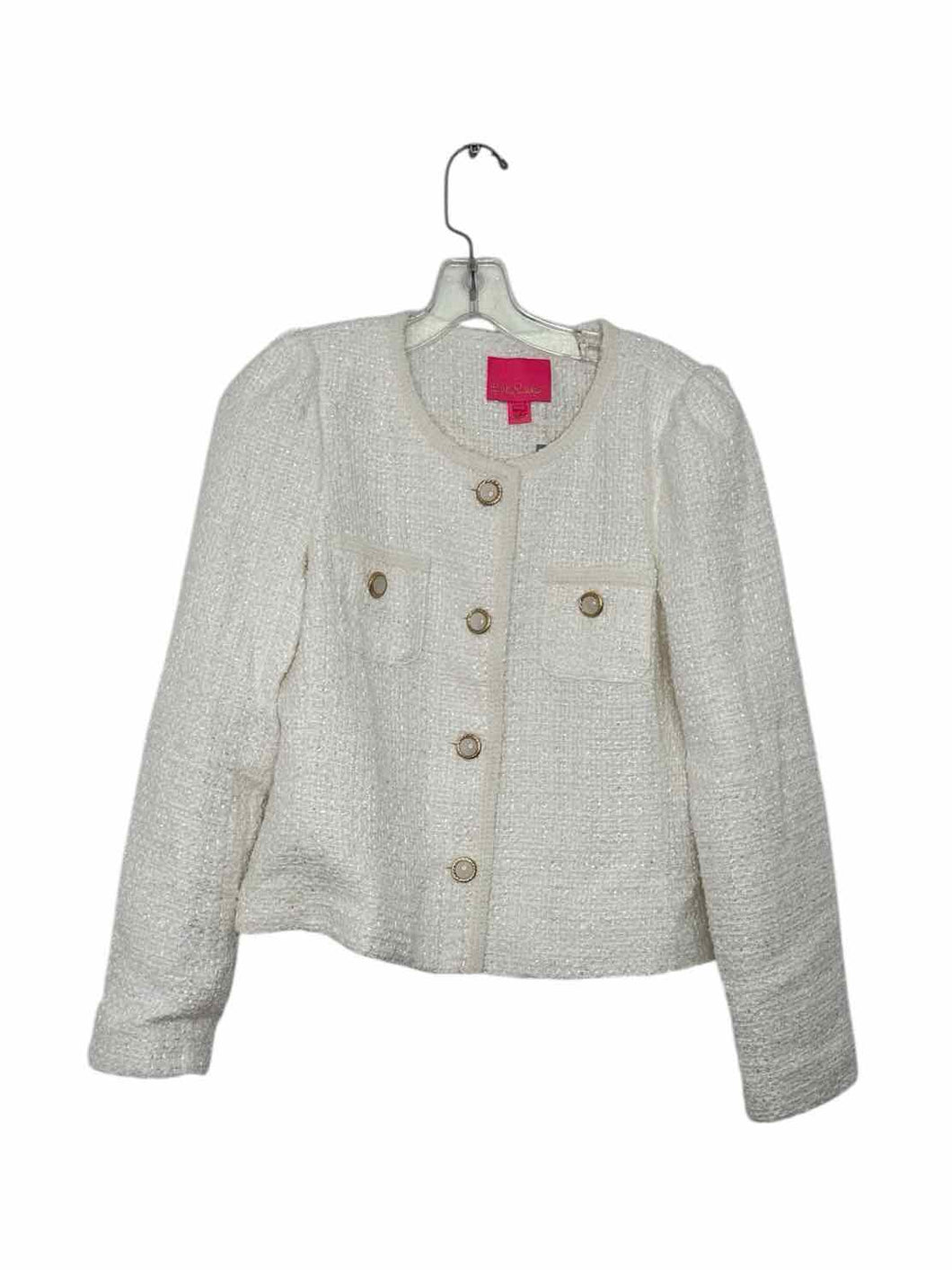 Lilly Pulitzer Size 4 White Pre-Owned Blazer/Indoor Jacket- Ladies