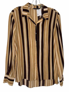 Marimekko Size 10 Brown Stripe Pre-Owned Shirt- Ladies
