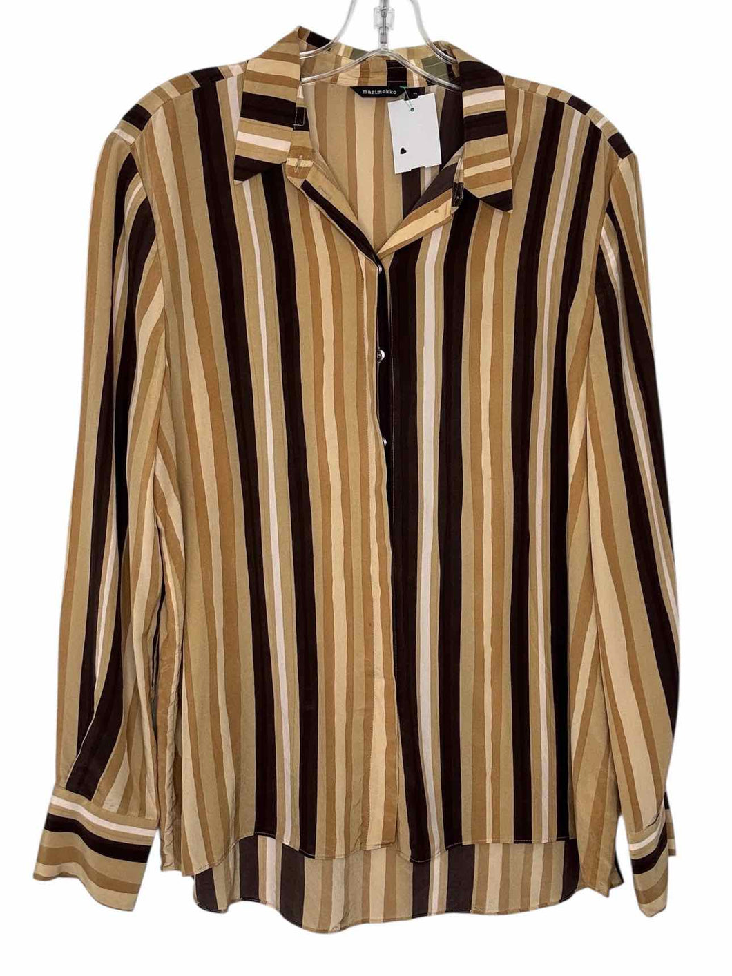 Marimekko Size 10 Brown Stripe Pre-Owned Shirt- Ladies