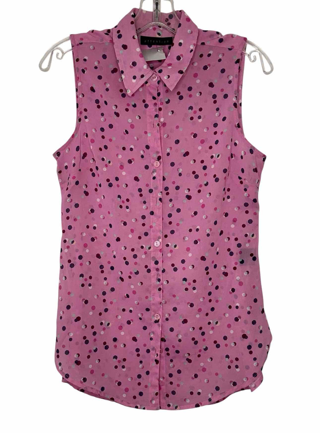 Attention Size Small Pink Print Pre-Owned Tank Top- Ladies