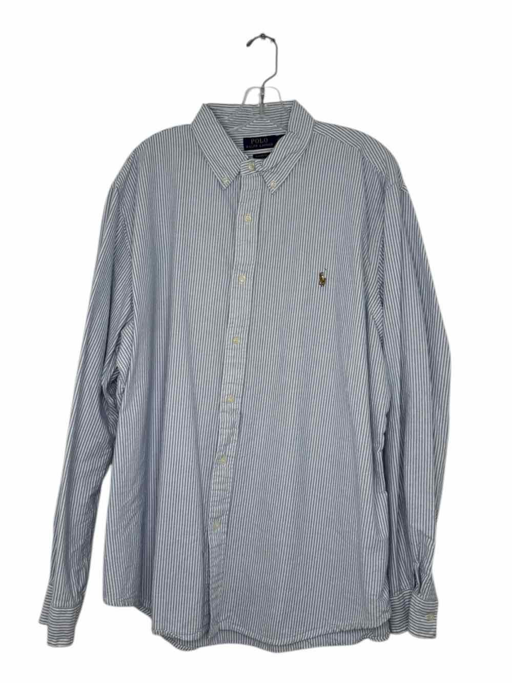 Polo Size XXL Blue Stripe Pre-Owned Shirt- Mens