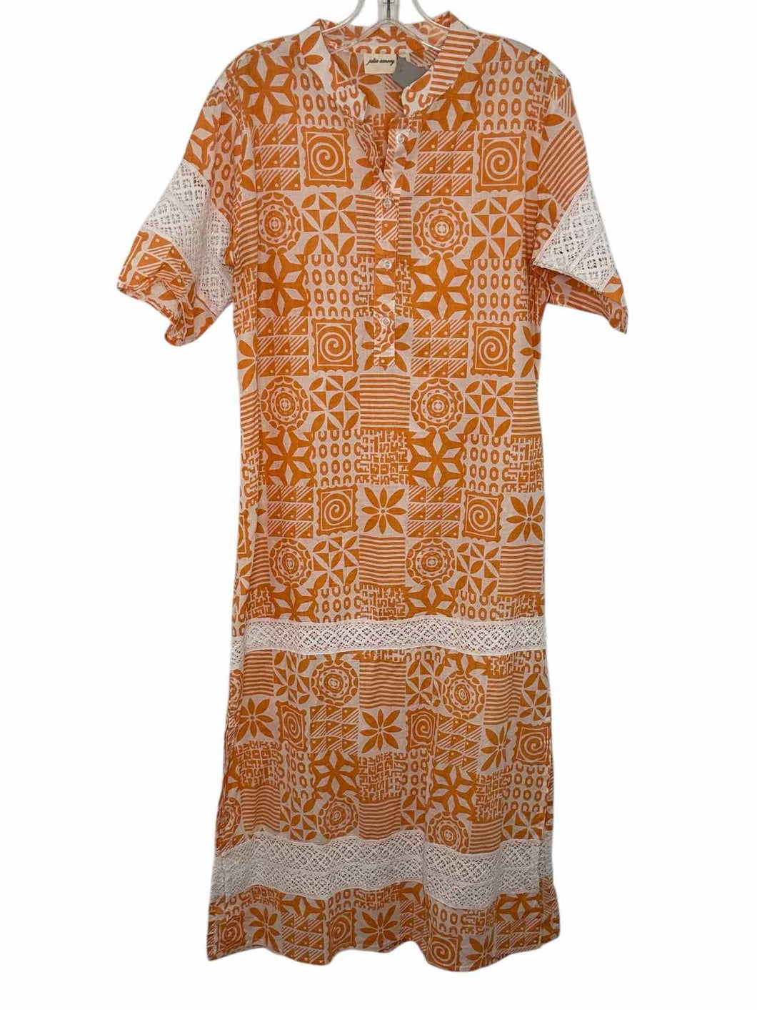 Julia Amory Size Medium Orange Print Pre-Owned Dress- Ladies
