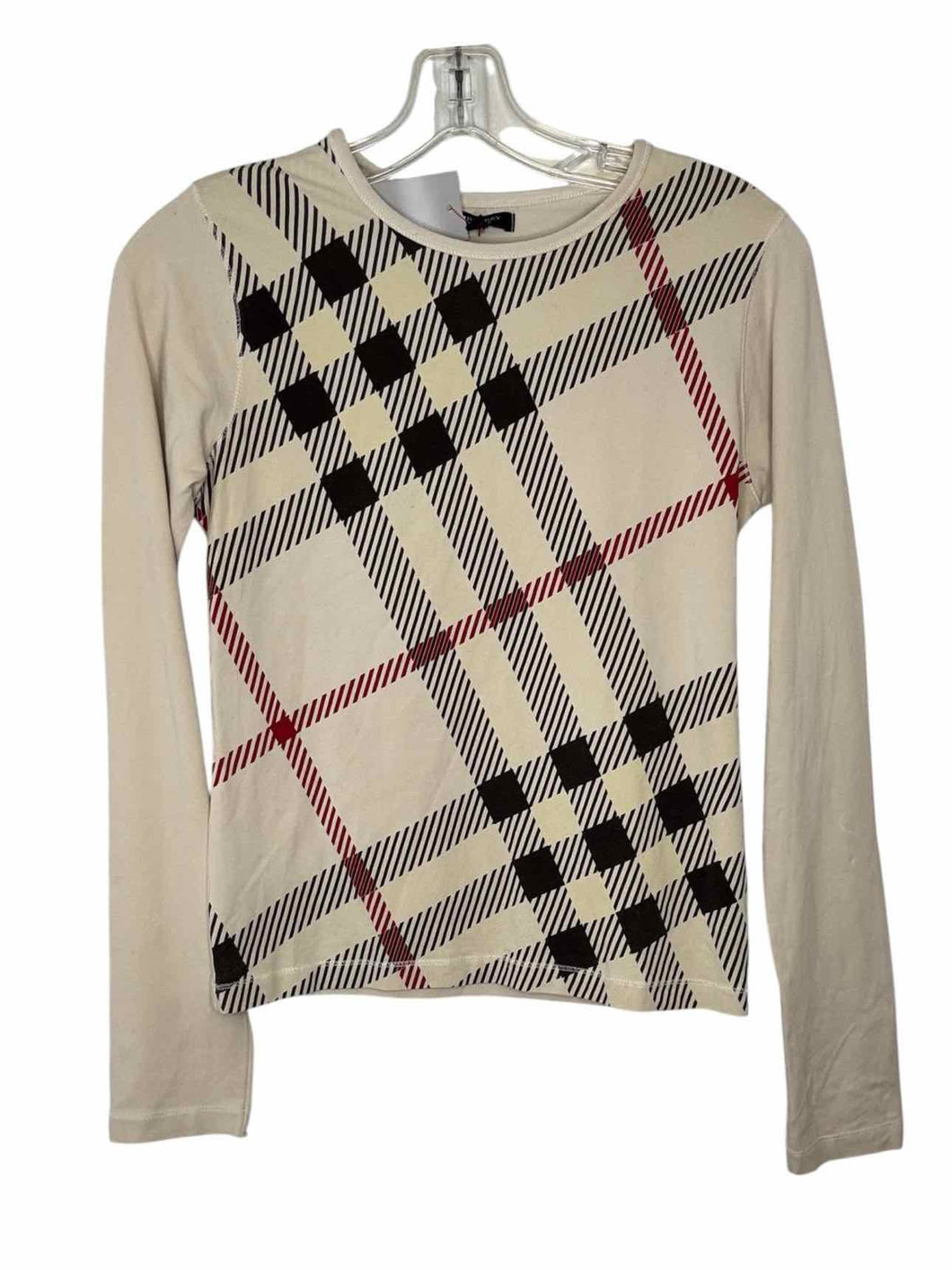Burberry Size Small Cream Print Pre-Owned Top- Ladies