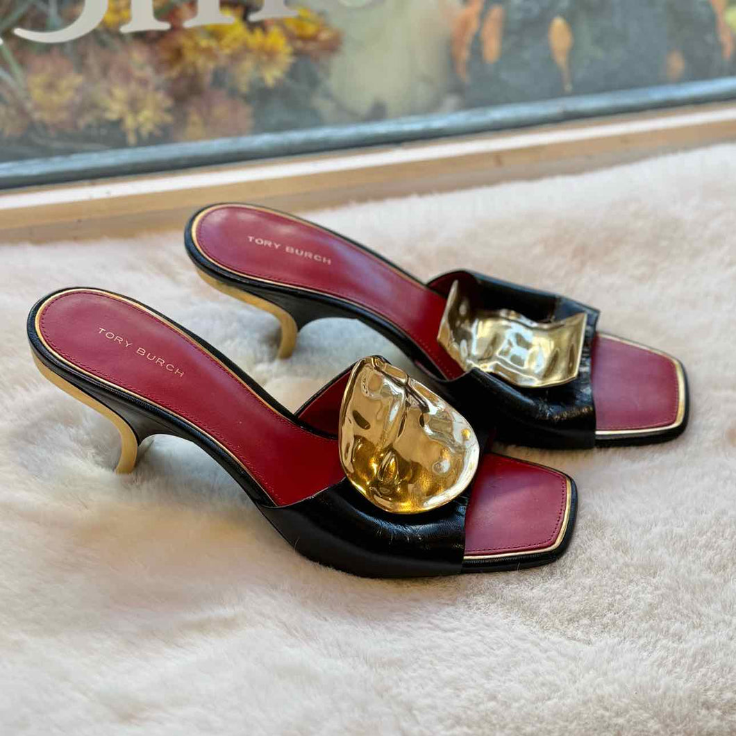 Tory Burch Size 9 Black Heels Pre-Owned Shoes- Ladies
