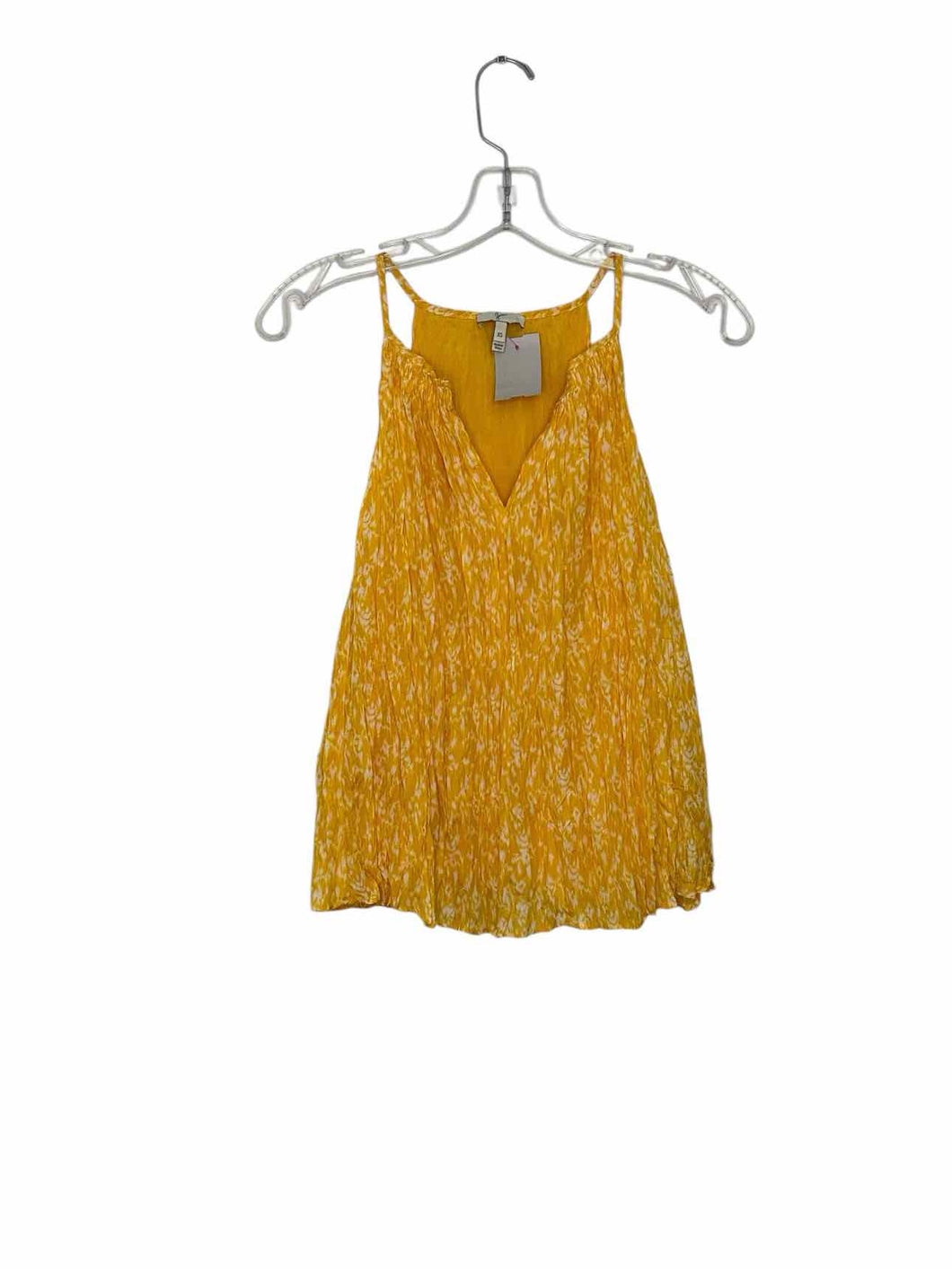 Joie Size X- Small Yellow Print Pre-Owned Tank Top- Ladies