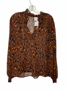 Cabi Size Medium Brown Print Pre-Owned Blouse- Ladies
