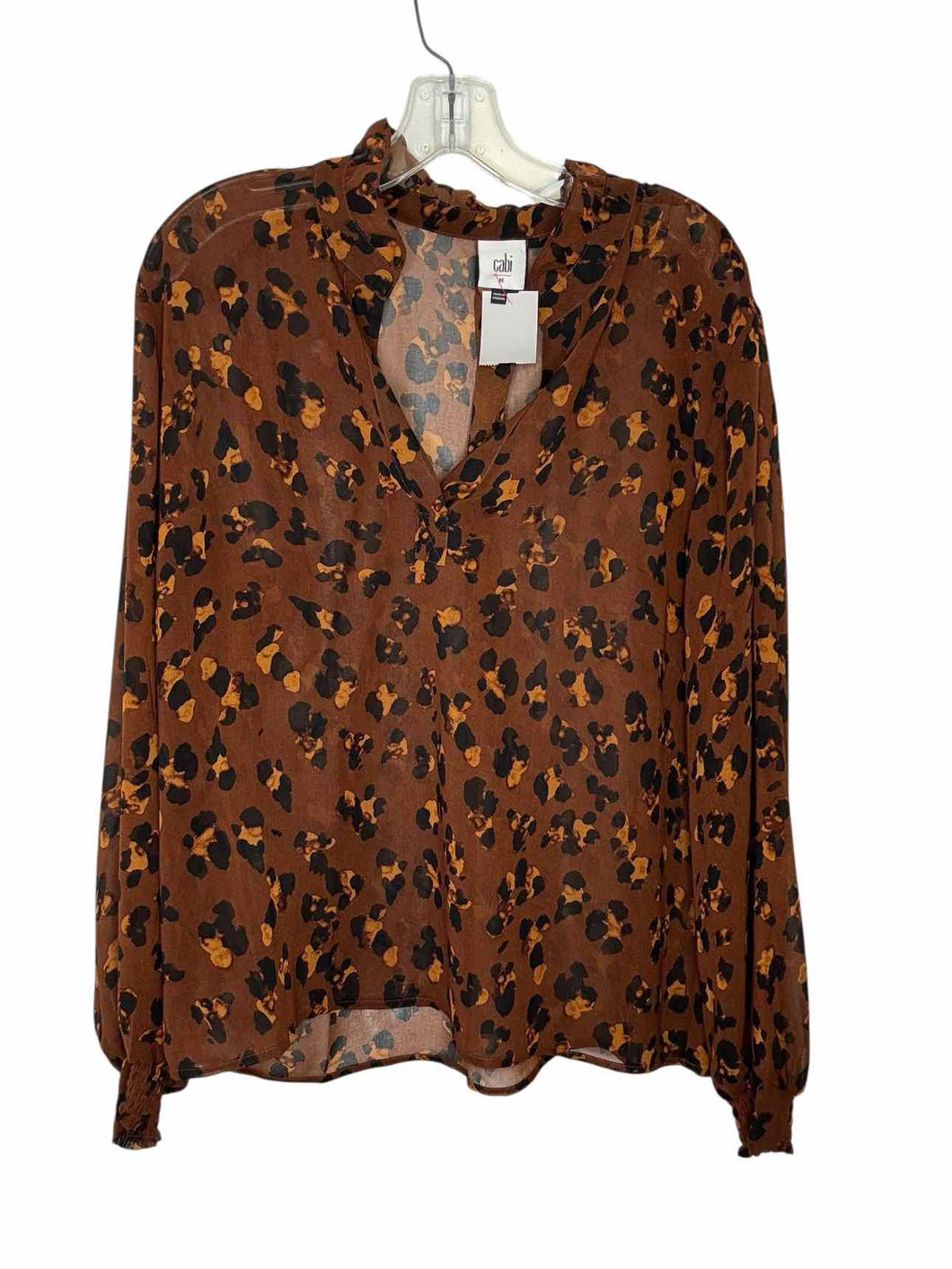 Cabi Size Medium Brown Print Pre-Owned Blouse- Ladies
