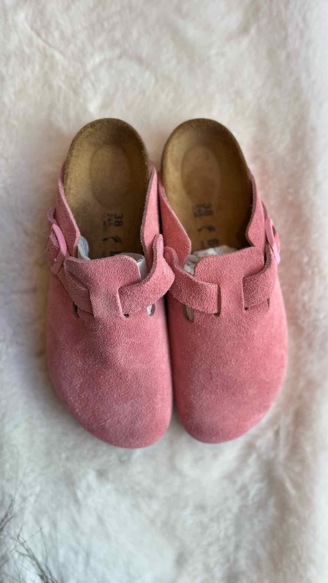 Birkenstock Size 38 Pink Floral Clog Pre-Owned Shoes- Ladies