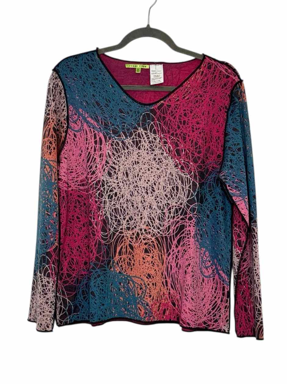 Trisha Tyler Size Medium Pink Print Pre-Owned Sweater- Ladies