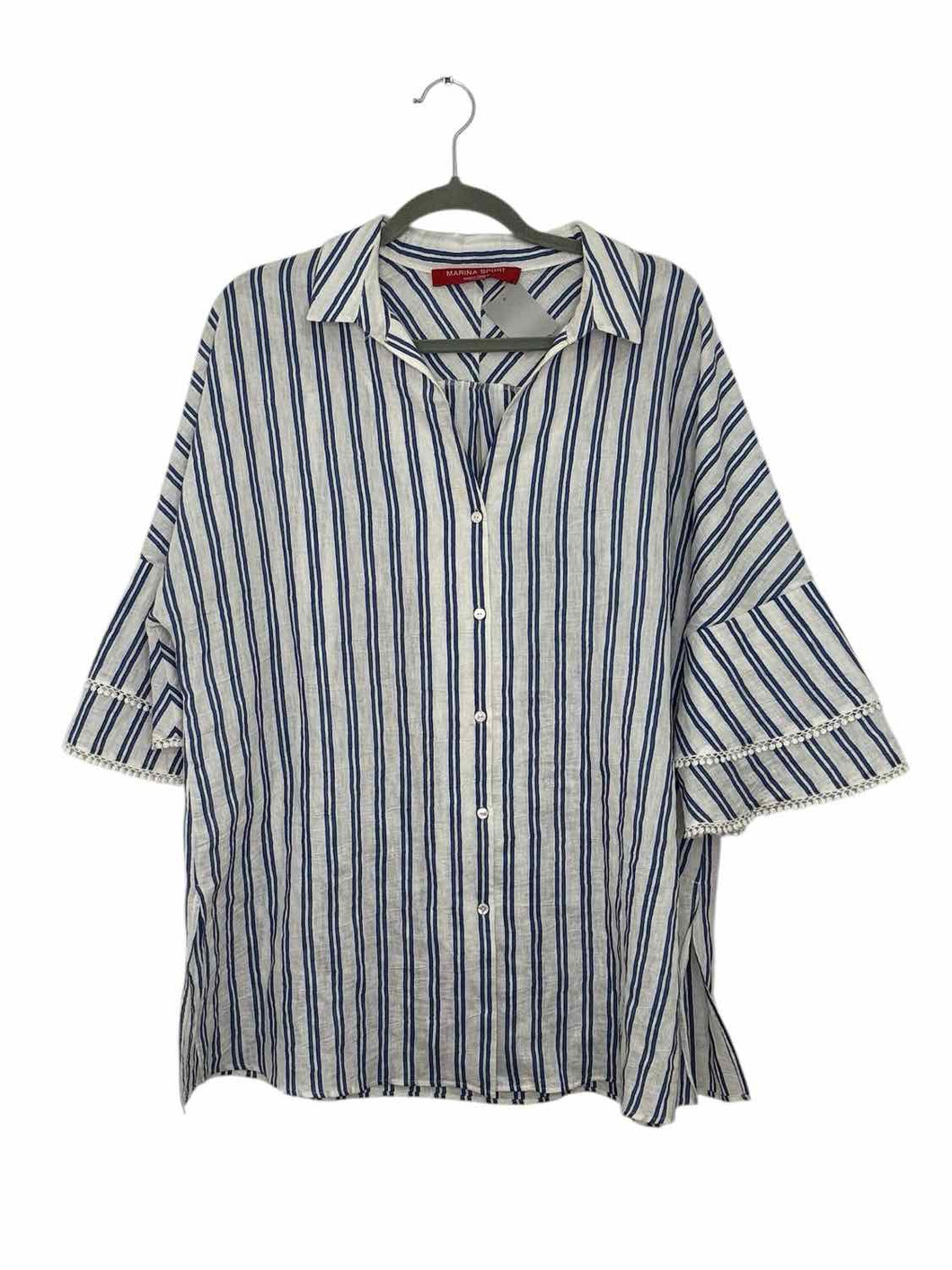 Size L/XL White Stripe Pre-Owned Shirt- Ladies