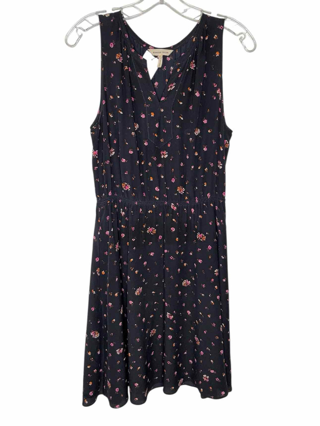 Rebecca Taylor Size 4 Navy Print Pre-Owned Dress- Ladies