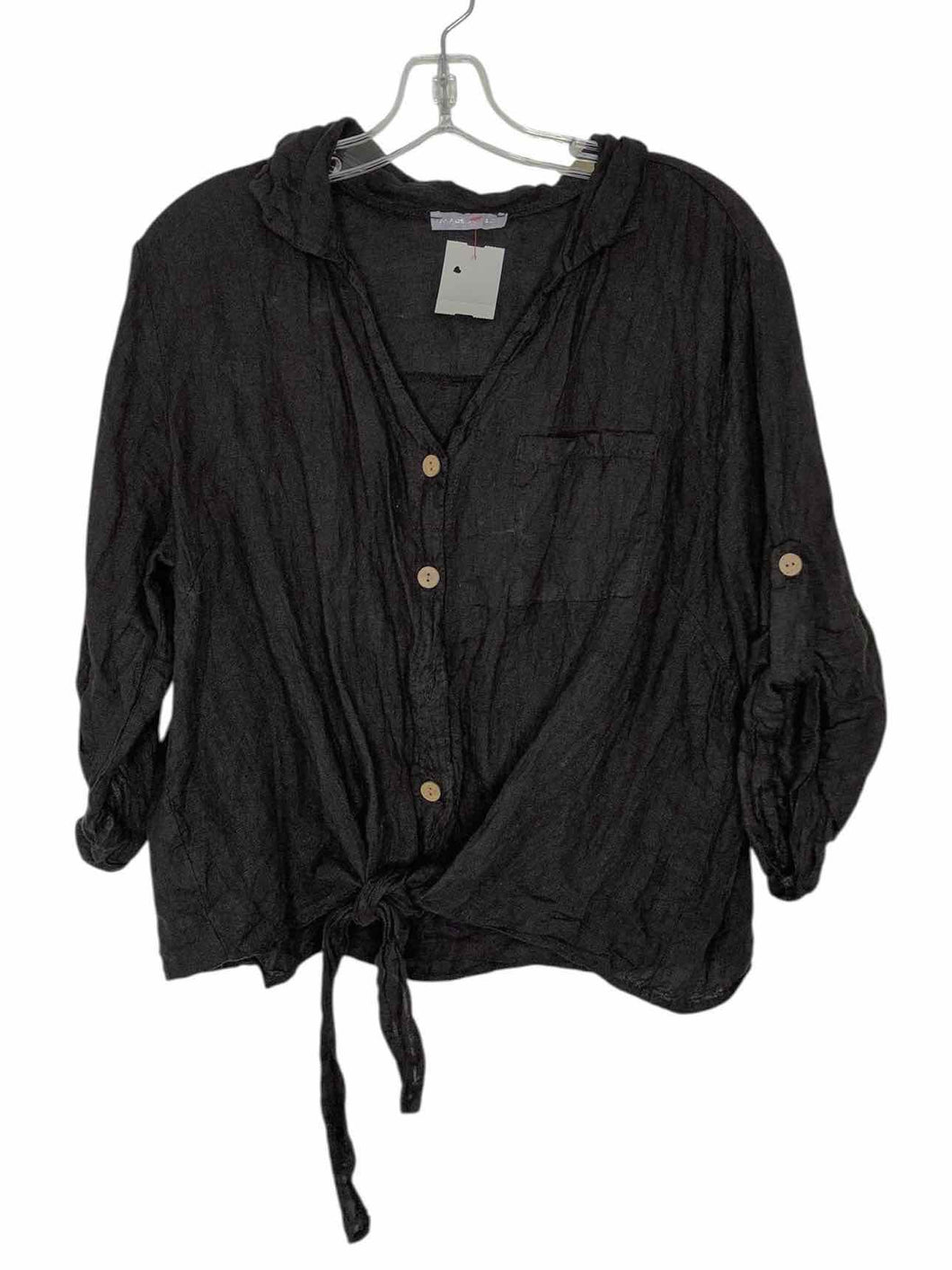 Made in Italy Size Large Black Pre-Owned Shirt- Ladies