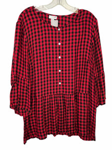 J Jill Size Large Red Print Pre-Owned Top- Ladies
