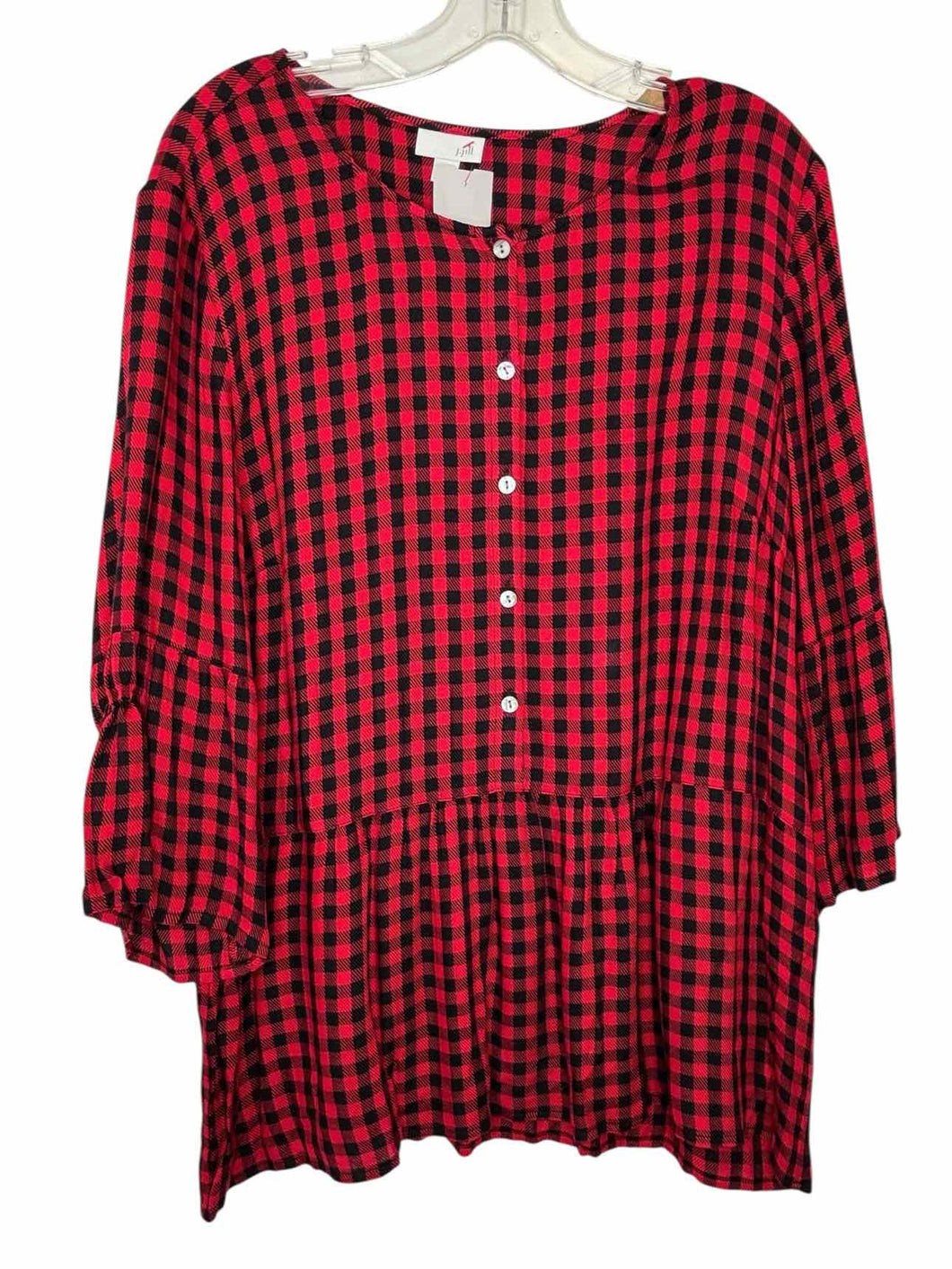 J Jill Size Large Red Print Pre-Owned Top- Ladies