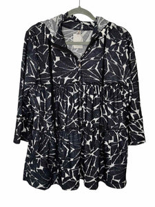 Cubism Size Medium Black Print Pre-Owned Blazer/Indoor Jacket- Ladies