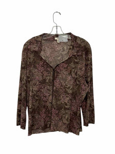 J Jill Size X-Large Brown Print Pre-Owned Shirt- Ladies