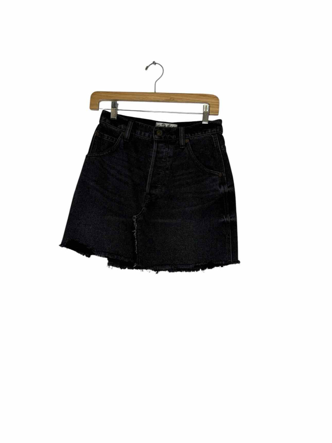 Free People Size 26 Black Denim Pre-Owned Skirt- Ladies