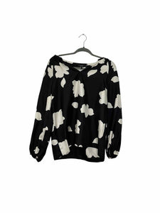 Theory Size Small Black Print Pre-Owned Blouse- Ladies