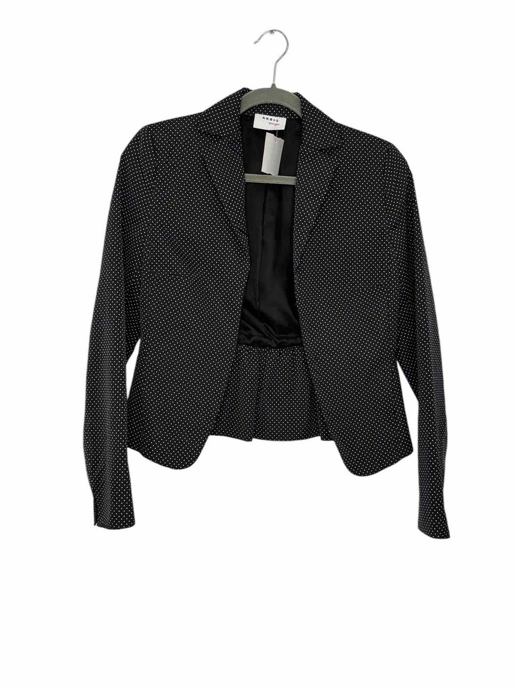 Akris Size 4 Black Print Pre-Owned Blazer/Indoor Jacket- Ladies