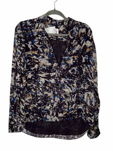 Cabi Size Medium Navy Print Pre-Owned Blouse- Ladies