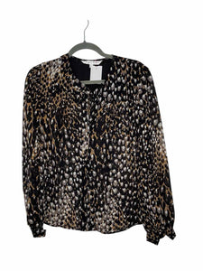 Trina Turk Size Small Black Print Pre-Owned Blouse- Ladies