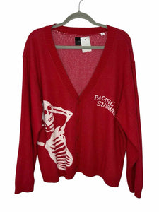 PacSun Size Large Red Print Pre-Owned Sweater- Ladies