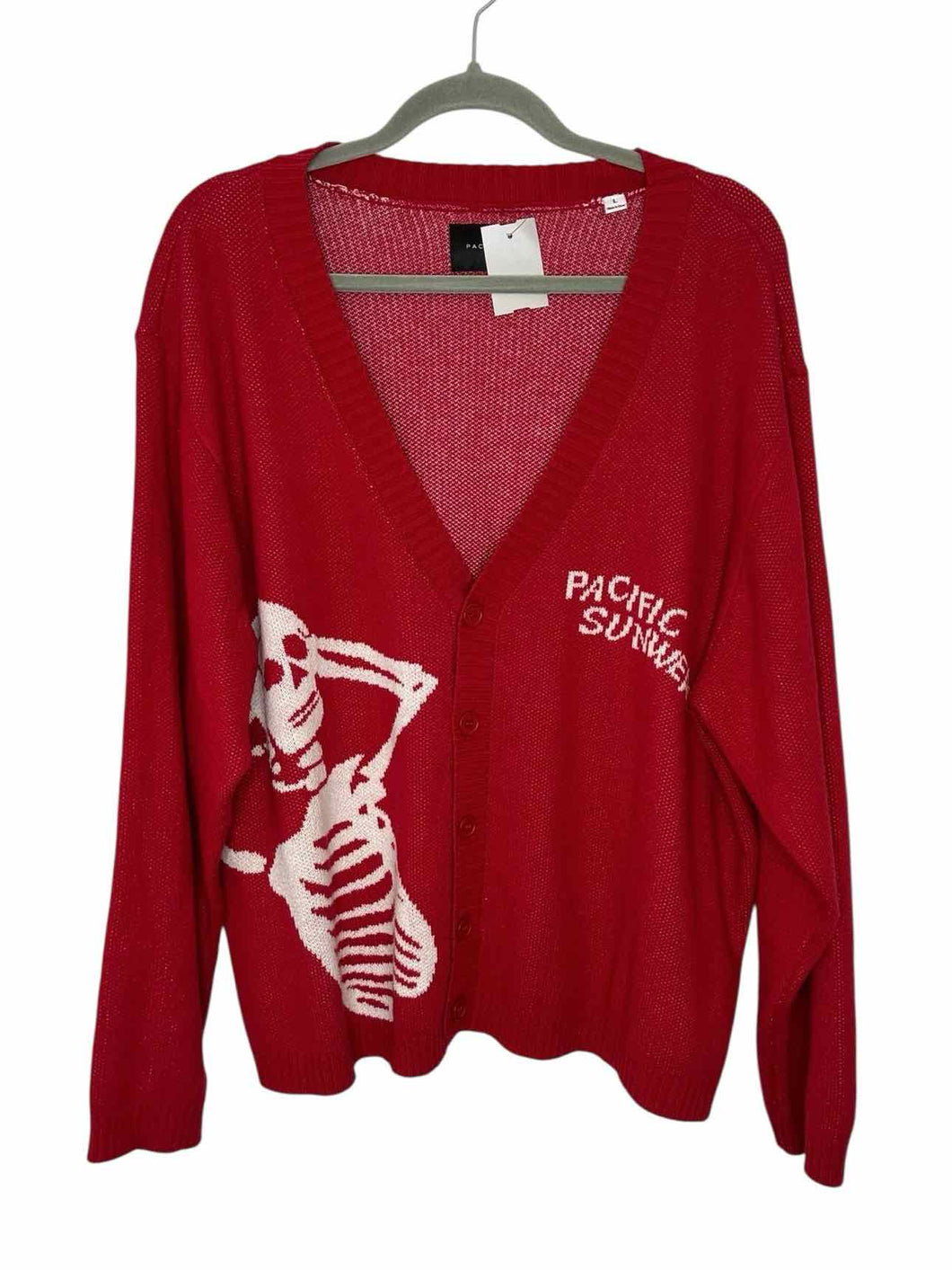 PacSun Size Large Red Print Pre-Owned Sweater- Ladies