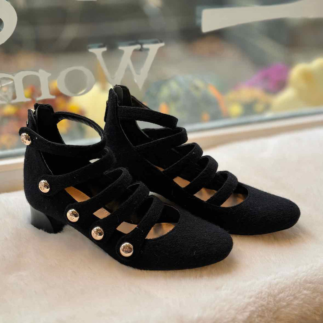 Tory Burch Size 8.5 Black Heels Pre-Owned Shoes- Ladies