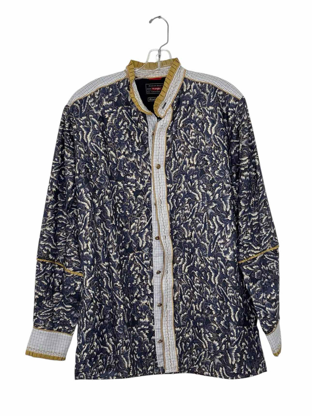 Wrangler Size Large Navy Print Pre-Owned Shirt- Ladies